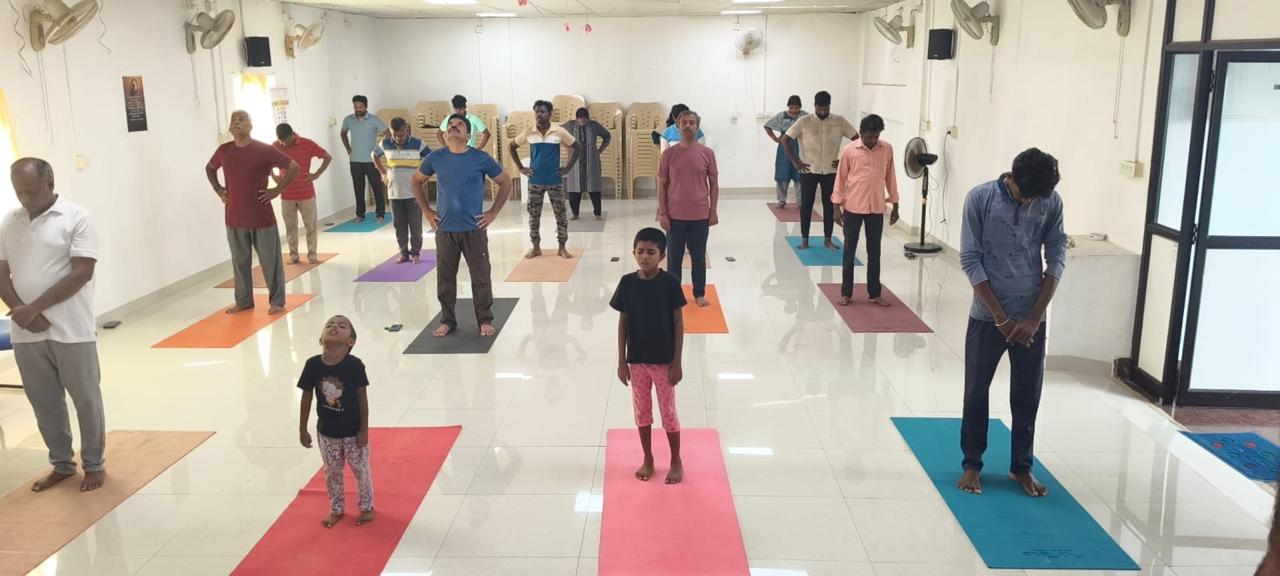 Group yoga session